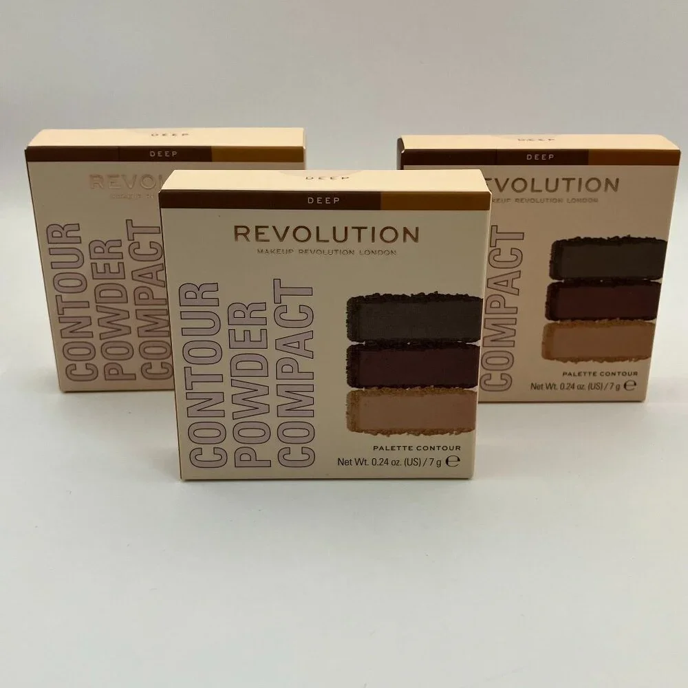 Makeup Revolution Contour Face Powder Compact Deep 0.24 OZ Pack Of 3 Pieces